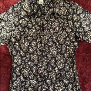 Casual Corner Black and White Paisley Shirt